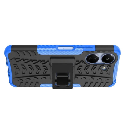 For Xiaomi Redmi 13C 4G / Poco C65 4G Case with Kickstand Tyre Pattern PC+TPU Shockproof Phone Cover