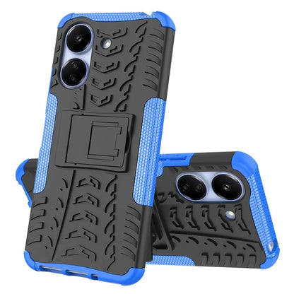 For Xiaomi Redmi 13C 4G / Poco C65 4G Case with Kickstand Tyre Pattern PC+TPU Shockproof Phone Cover