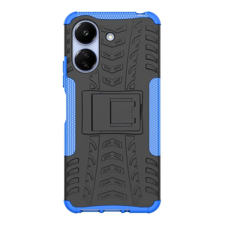 For Xiaomi Redmi 13C 4G / Poco C65 4G Case with Kickstand Tyre Pattern PC+TPU Shockproof Phone Cover