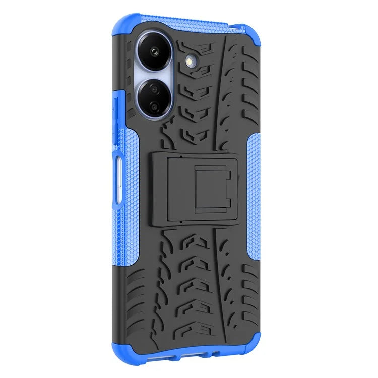 For Xiaomi Redmi 13C 4G / Poco C65 4G Case with Kickstand Tyre Pattern PC+TPU Shockproof Phone Cover