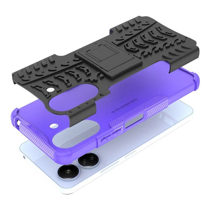 For Xiaomi Redmi 13C 4G / Poco C65 4G Case with Kickstand Tyre Pattern PC+TPU Shockproof Phone Cover