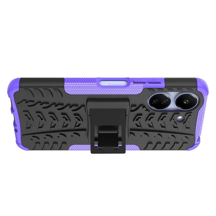 For Xiaomi Redmi 13C 4G / Poco C65 4G Case with Kickstand Tyre Pattern PC+TPU Shockproof Phone Cover