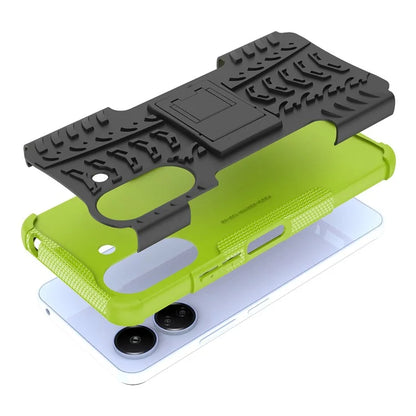 For Xiaomi Redmi 13C 4G / Poco C65 4G Case with Kickstand Tyre Pattern PC+TPU Shockproof Phone Cover