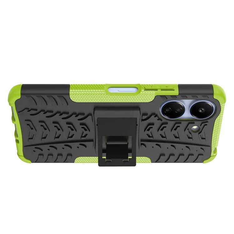 For Xiaomi Redmi 13C 4G / Poco C65 4G Case with Kickstand Tyre Pattern PC+TPU Shockproof Phone Cover