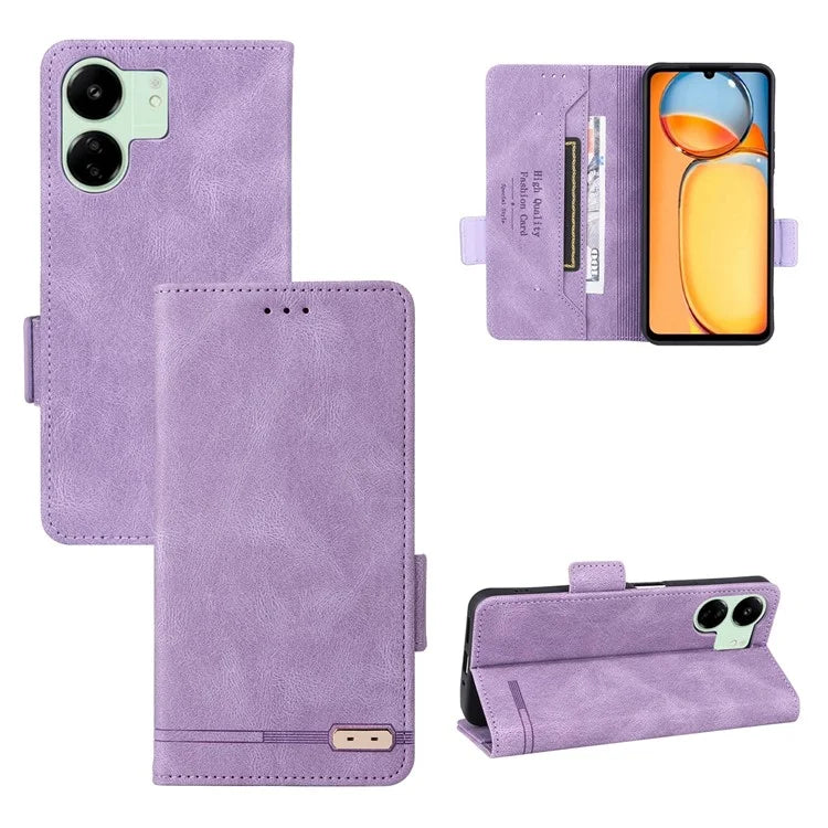 For Xiaomi Redmi 13C 5G Case Protective PU Leather Wallet Hardware Decor Phone Cover