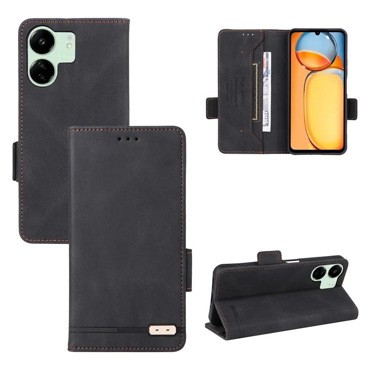 For Xiaomi Redmi 13C 5G Case Protective PU Leather Wallet Hardware Decor Phone Cover