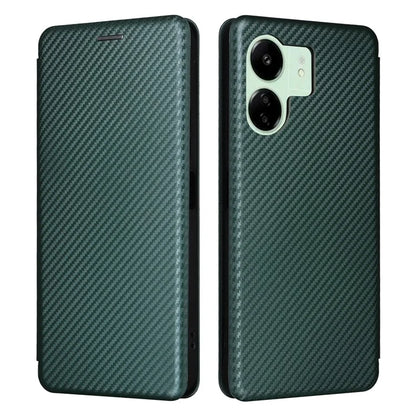 For Xiaomi Redmi 13C 5G Case PU Leather Carbon Fiber Texture Phone Cover