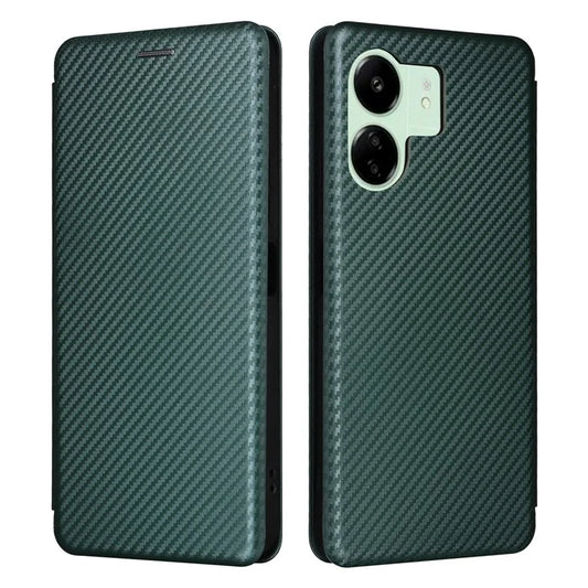 For Xiaomi Redmi 13C 5G Case PU Leather Carbon Fiber Texture Phone Cover
