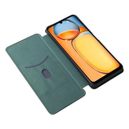 For Xiaomi Redmi 13C 5G Case PU Leather Carbon Fiber Texture Phone Cover