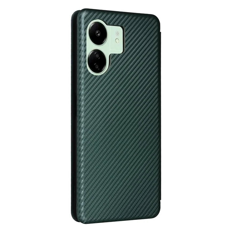 For Xiaomi Redmi 13C 5G Case PU Leather Carbon Fiber Texture Phone Cover