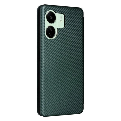 For Xiaomi Redmi 13C 5G Case PU Leather Carbon Fiber Texture Phone Cover
