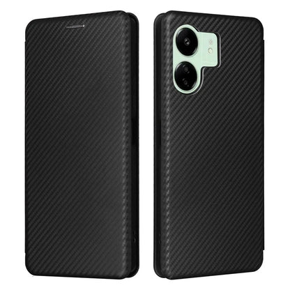 For Xiaomi Redmi 13C 5G Case PU Leather Carbon Fiber Texture Phone Cover