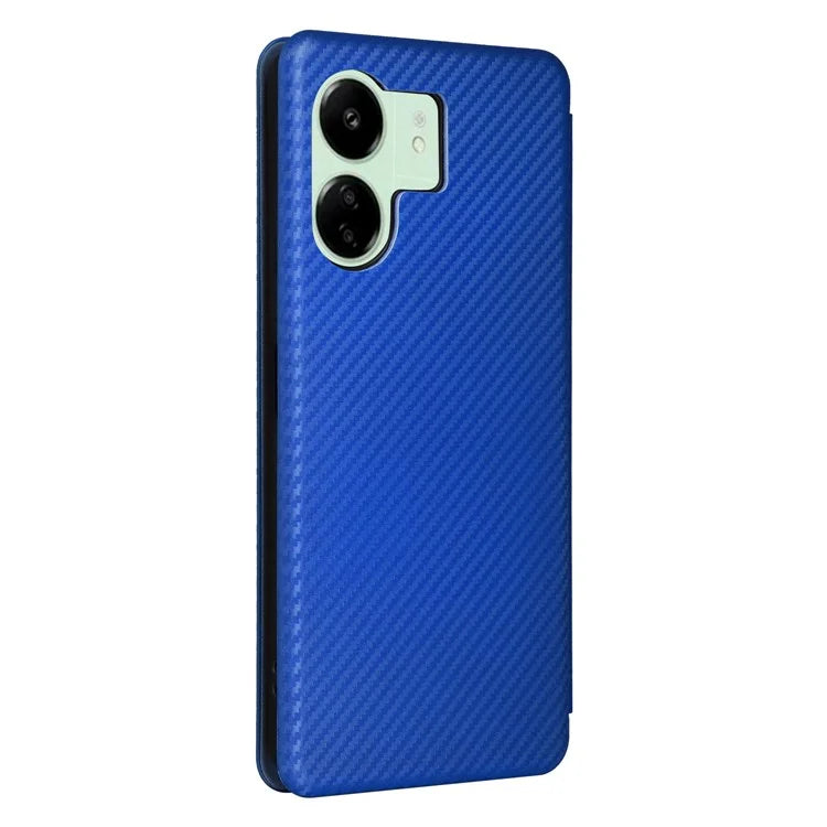 For Xiaomi Redmi 13C 5G Case PU Leather Carbon Fiber Texture Phone Cover