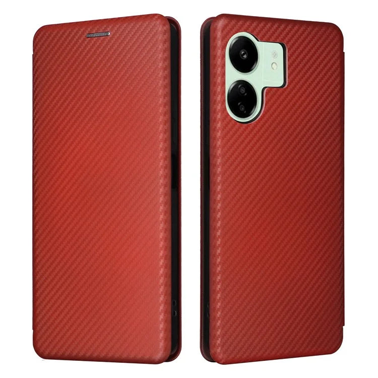 For Xiaomi Redmi 13C 5G Case PU Leather Carbon Fiber Texture Phone Cover