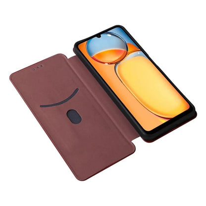 For Xiaomi Redmi 13C 5G Case PU Leather Carbon Fiber Texture Phone Cover