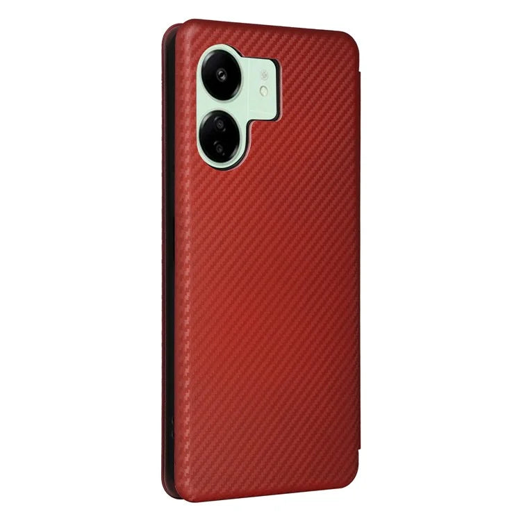 For Xiaomi Redmi 13C 5G Case PU Leather Carbon Fiber Texture Phone Cover
