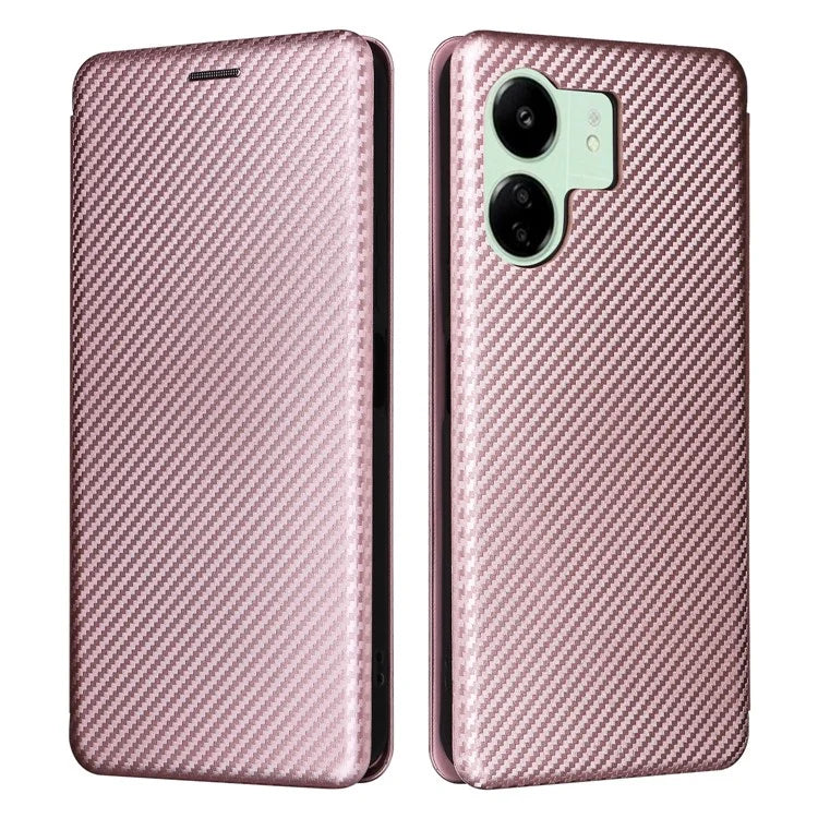 For Xiaomi Redmi 13C 5G Case PU Leather Carbon Fiber Texture Phone Cover