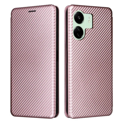 For Xiaomi Redmi 13C 5G Case PU Leather Carbon Fiber Texture Phone Cover