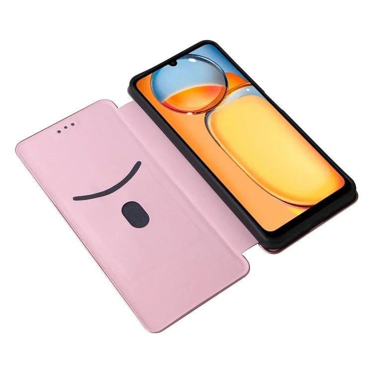 For Xiaomi Redmi 13C 5G Case PU Leather Carbon Fiber Texture Phone Cover