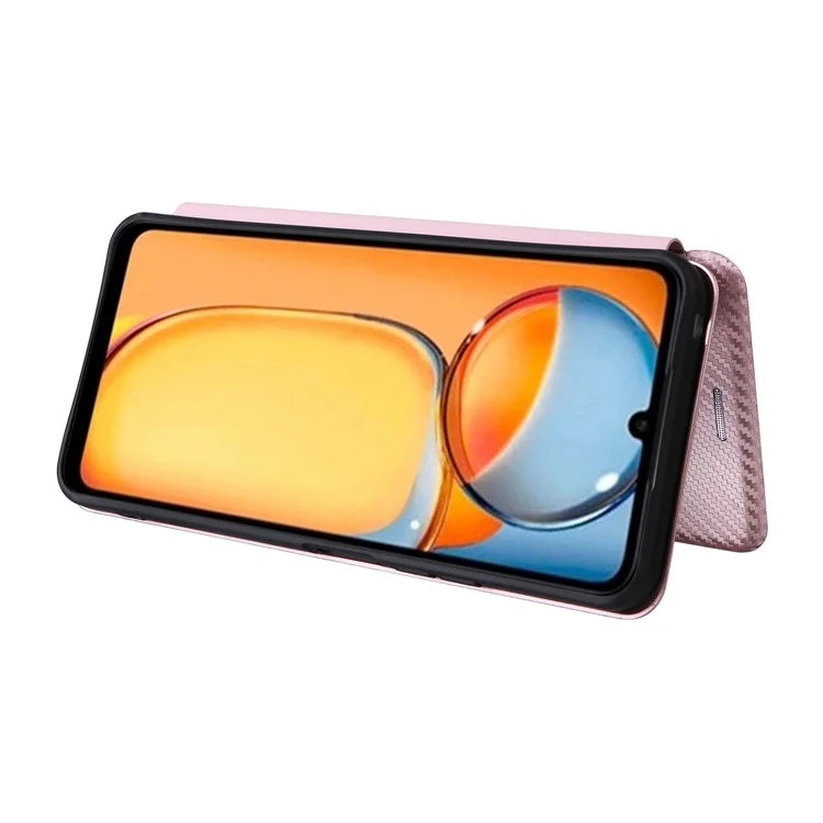 For Xiaomi Redmi 13C 5G Case PU Leather Carbon Fiber Texture Phone Cover