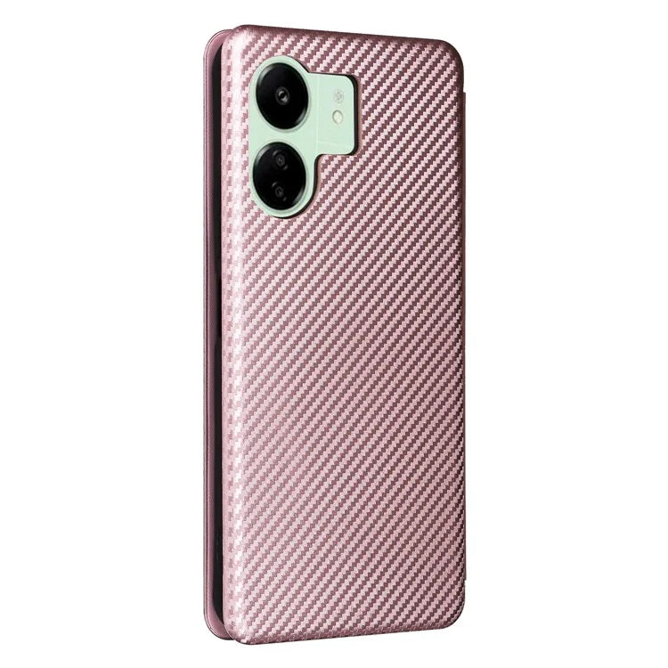 For Xiaomi Redmi 13C 5G Case PU Leather Carbon Fiber Texture Phone Cover