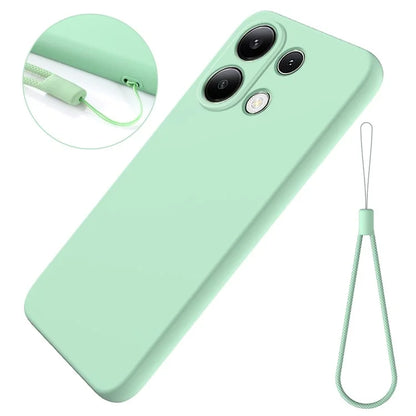 For Xiaomi Redmi Note 13 Pro 4G / Poco M6 Pro 4G Case Soft Touch Liquid Silicone Phone Cover with Strap