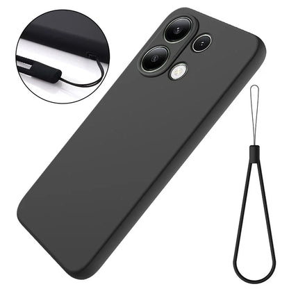 For Xiaomi Redmi Note 13 Pro 4G / Poco M6 Pro 4G Case Soft Touch Liquid Silicone Phone Cover with Strap