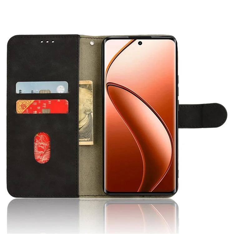 For Realme 12+ 5G Case Skin-touch Leather Wallet Phone Cover