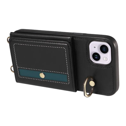 007 For iPhone 14 Plus Case PU Leather+TPU Card Holder Protective Phone Cover