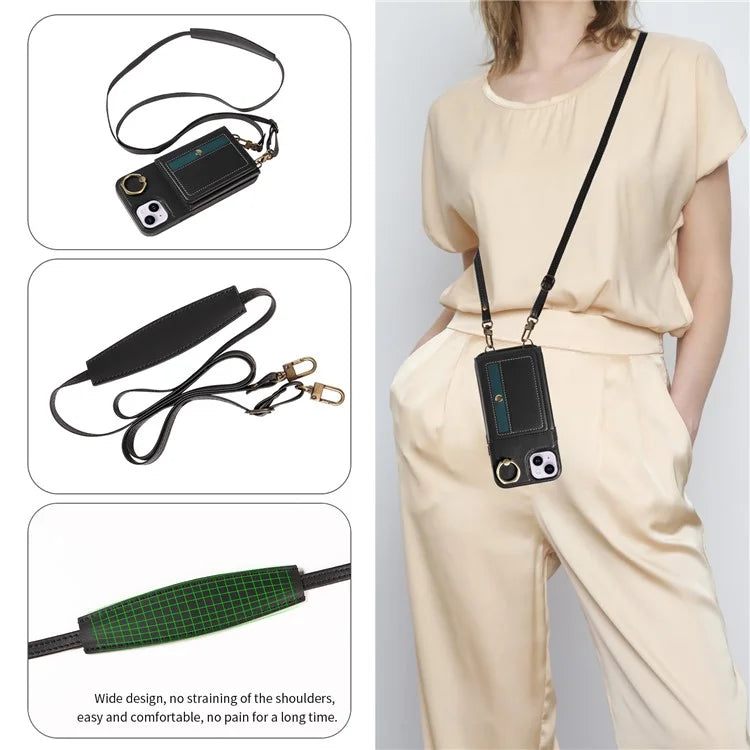 007 For iPhone 14 Plus Case PU Leather+TPU Card Holder Protective Phone Cover