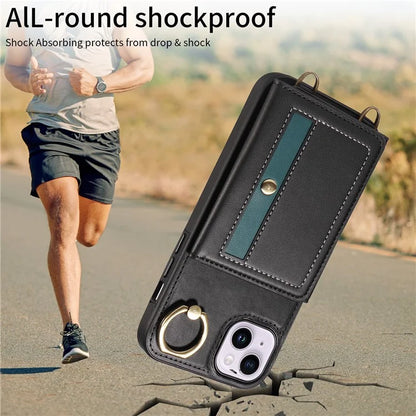 007 For iPhone 14 Plus Case PU Leather+TPU Card Holder Protective Phone Cover