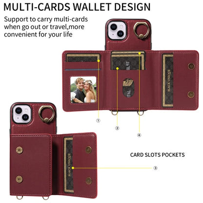 007 For iPhone 14 Plus Case PU Leather+TPU Card Holder Protective Phone Cover