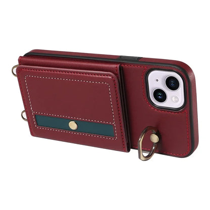 007 For iPhone 14 Plus Case PU Leather+TPU Card Holder Protective Phone Cover