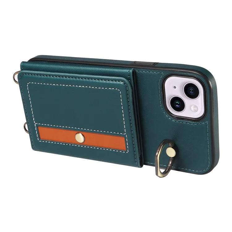 007 For iPhone 14 Plus Case PU Leather+TPU Card Holder Protective Phone Cover