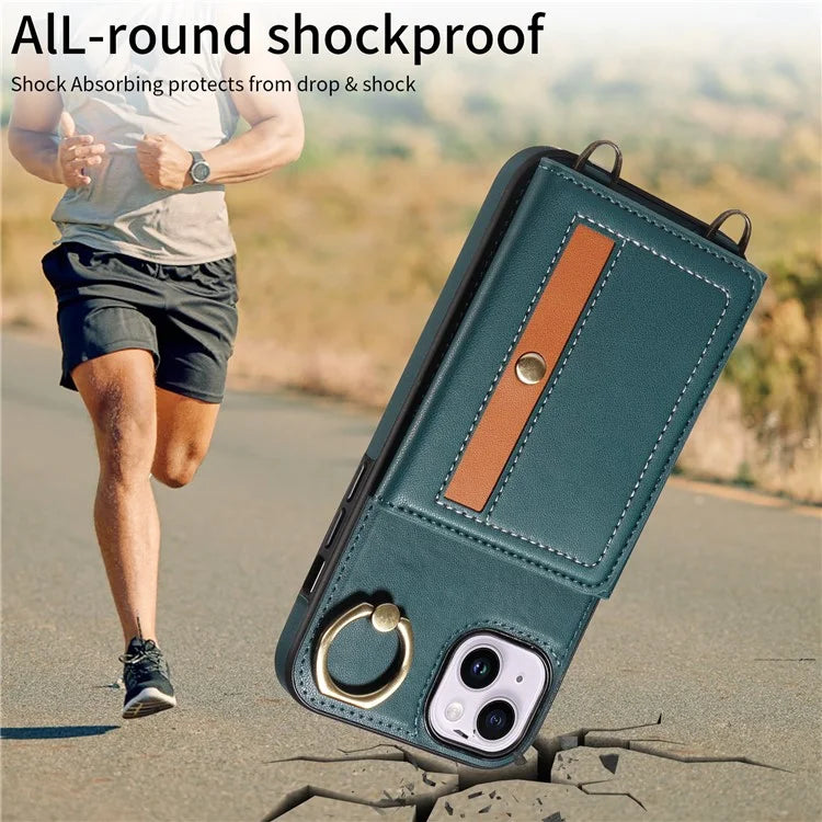 007 For iPhone 14 Plus Case PU Leather+TPU Card Holder Protective Phone Cover