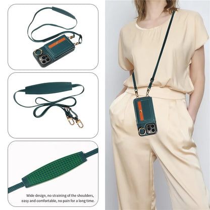 007 For iPhone 13 Pro Case Leather+TPU Phone Cover with Ring Holder Card Slots