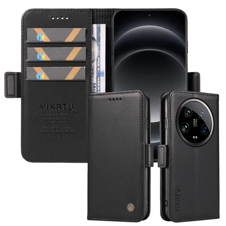 YIKATU YK-003 For Xiaomi 14 Ultra Case Anti-Scratch Leather Wallet Phone Cover