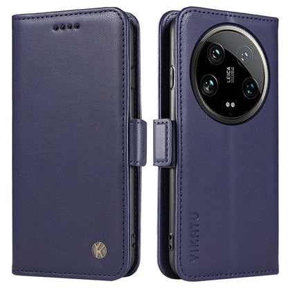 YIKATU YK-003 For Xiaomi 14 Ultra Case Anti-Scratch Leather Wallet Phone Cover