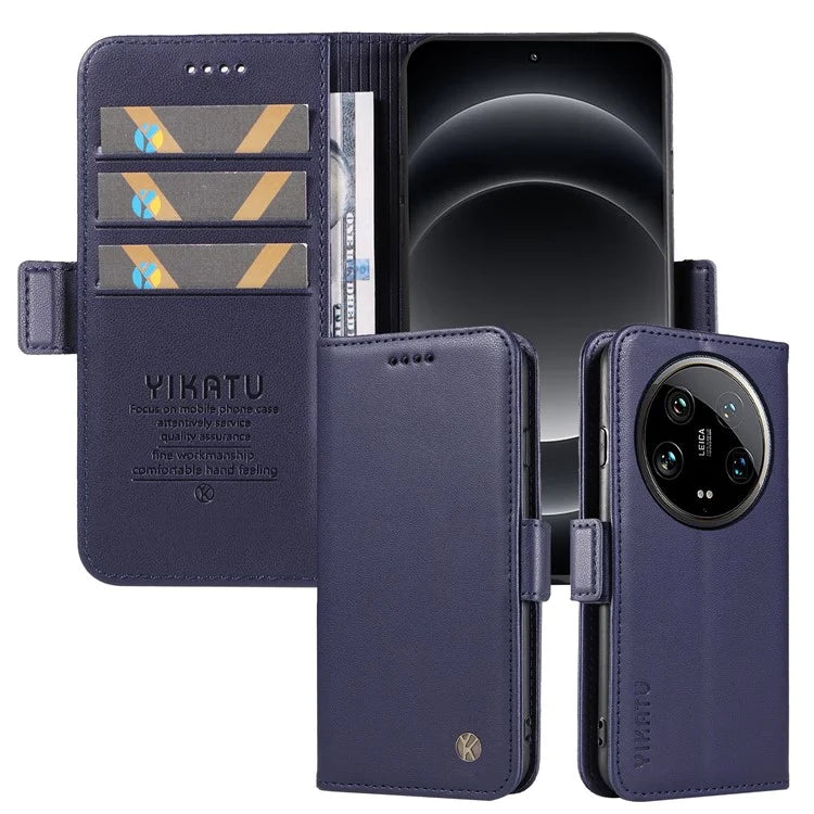 YIKATU YK-003 For Xiaomi 14 Ultra Case Anti-Scratch Leather Wallet Phone Cover