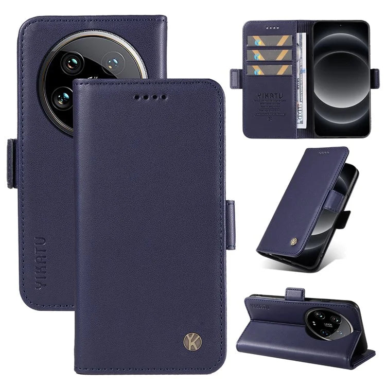 YIKATU YK-003 For Xiaomi 14 Ultra Case Anti-Scratch Leather Wallet Phone Cover