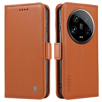 YIKATU YK-003 For Xiaomi 14 Ultra Case Anti-Scratch Leather Wallet Phone Cover