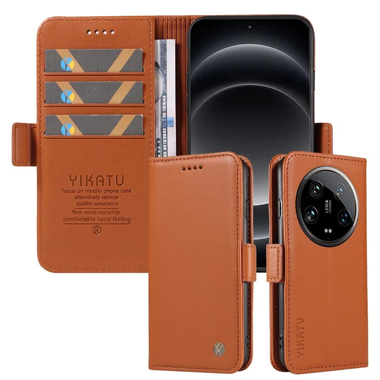 YIKATU YK-003 For Xiaomi 14 Ultra Case Anti-Scratch Leather Wallet Phone Cover