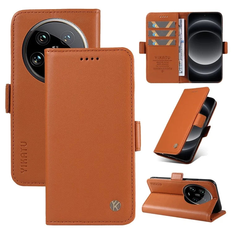 YIKATU YK-003 For Xiaomi 14 Ultra Case Anti-Scratch Leather Wallet Phone Cover