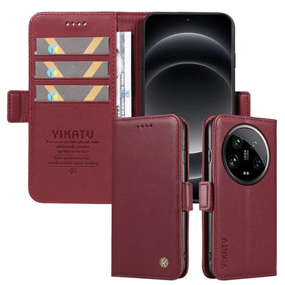 YIKATU YK-003 For Xiaomi 14 Ultra Case Anti-Scratch Leather Wallet Phone Cover
