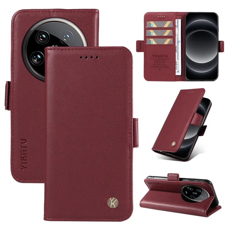 YIKATU YK-003 For Xiaomi 14 Ultra Case Anti-Scratch Leather Wallet Phone Cover