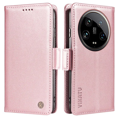 YIKATU YK-003 For Xiaomi 14 Ultra Case Anti-Scratch Leather Wallet Phone Cover