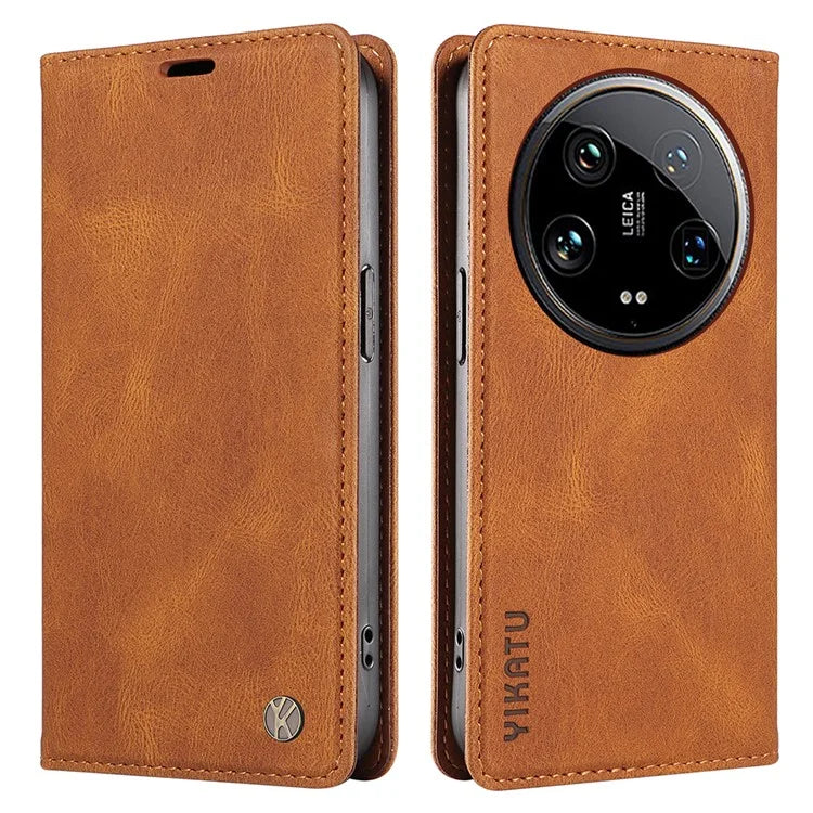YIKATU YK-004 For Xiaomi 14 Ultra Wallet Phone Case Skin-Touch Leather Flip Cover