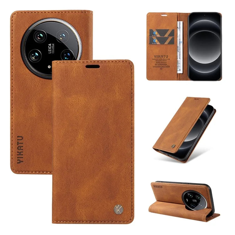 YIKATU YK-004 For Xiaomi 14 Ultra Wallet Phone Case Skin-Touch Leather Flip Cover