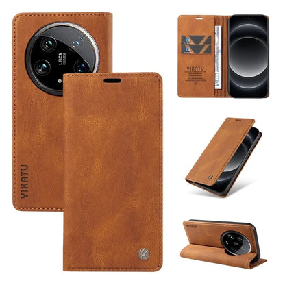 YIKATU YK-004 For Xiaomi 14 Ultra Wallet Phone Case Skin-Touch Leather Flip Cover