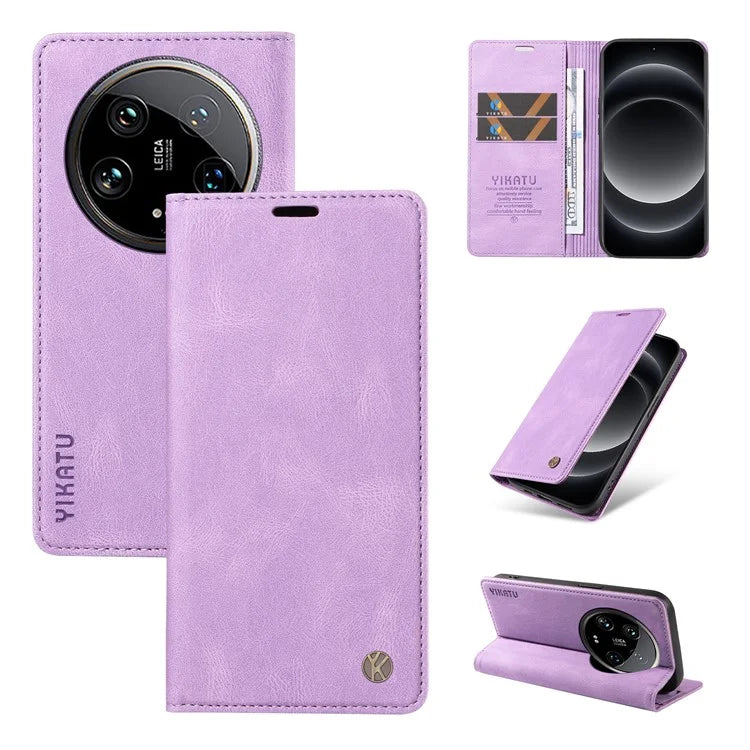 YIKATU YK-004 For Xiaomi 14 Ultra Wallet Phone Case Skin-Touch Leather Flip Cover